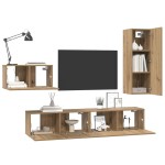 vidaXL Set comodă TV 4 pcs stejar artizanal 30.5 x 30 x 90 cm vidaXL Set comodă TV 4 pcs stejar artizanal 30.5 x 30 x 90 cm