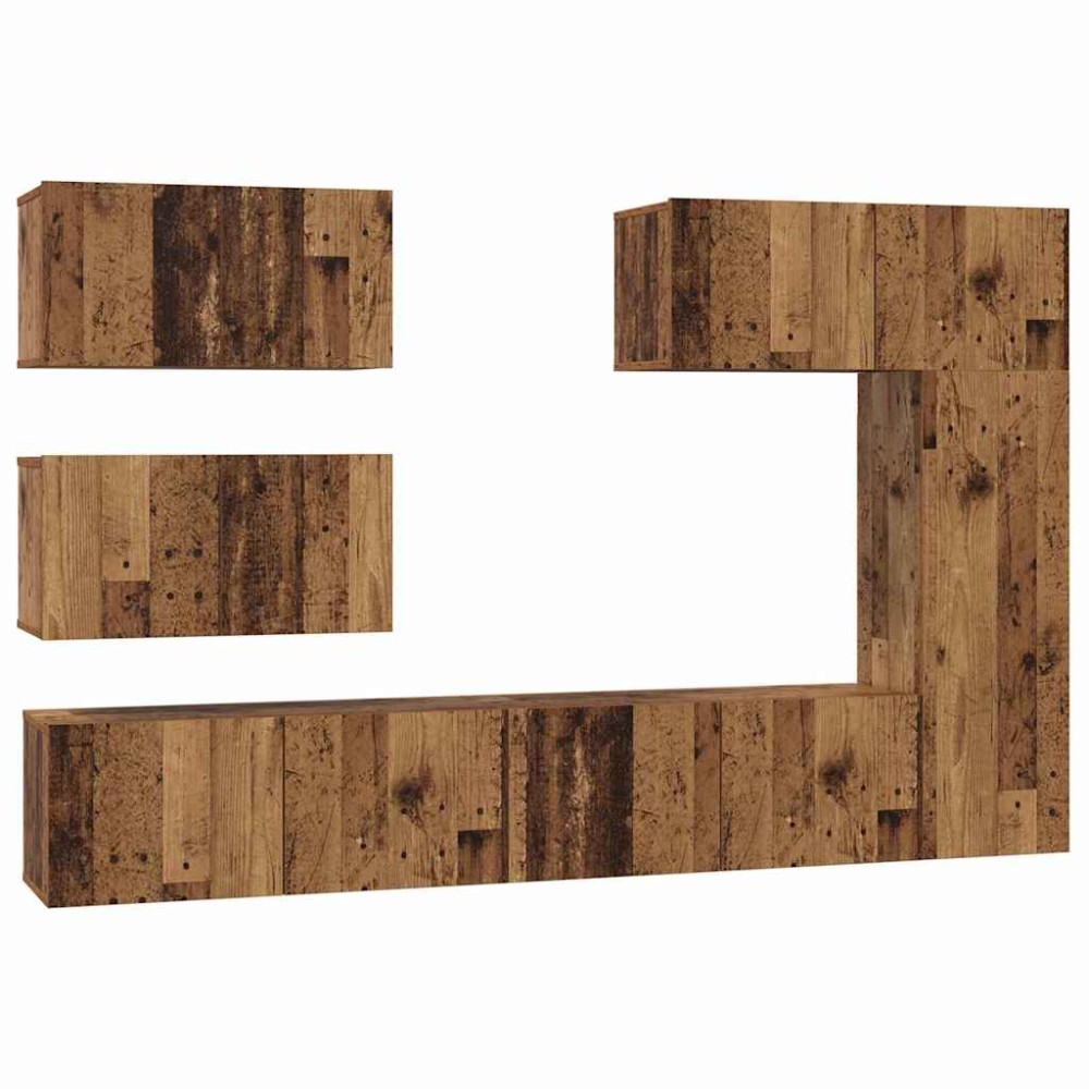 vidaXL Set comodă TV 6 pcs Lemn vechi 30.5 x 30 x 90 cm Lemn compozit