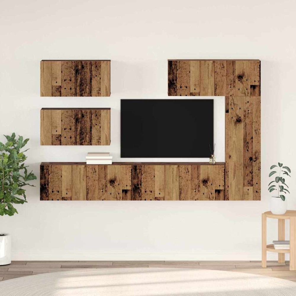 vidaXL Set comodă TV 6 pcs Lemn vechi 30.5 x 30 x 90 cm Lemn compozit