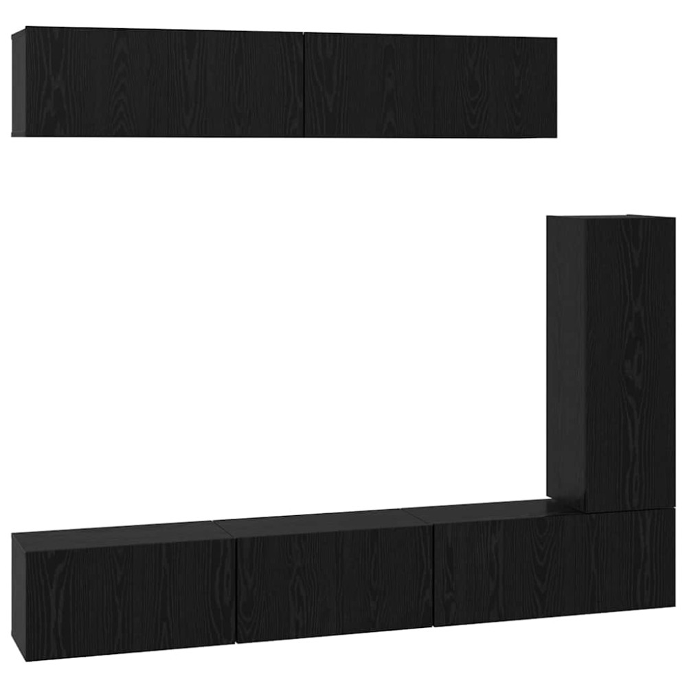 vidaXL Set comodă TV Pe perete 6 pcs Stejar negru 30.5 x 30 x 90 cm