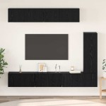 vidaXL Set comodă TV Pe perete 6 pcs Stejar negru 30.5 x 30 x 90 cm vidaXL Set comodă TV Pe perete 6 pcs Stejar negru 30.5 x 30 x 90 cm