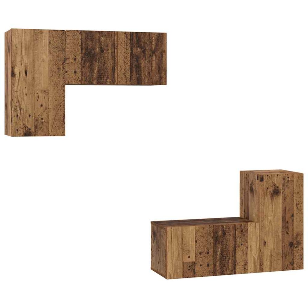 vidaXL Set comodă TV 4 pcs Lemn vechi 60 x 30 x 30 cm Lemn compozit