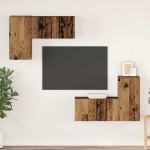 vidaXL Set comodă TV 4 pcs Lemn vechi 60 x 30 x 30 cm Lemn compozit vidaXL Set comodă TV 4 pcs Lemn vechi 60 x 30 x 30 cm Lemn compozit
