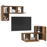 vidaXL Set comodă TV 4 pcs Lemn vechi 60 x 30 x 30 cm Lemn compozit vidaXL Set comodă TV 4 pcs Lemn vechi 60 x 30 x 30 cm Lemn compozit