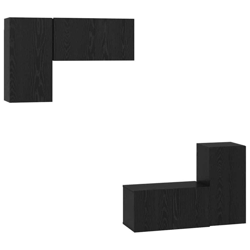 vidaXL Set comodă TV 4 pcs Stejar negru 60 x 30 x 30 cm Lemn compozit