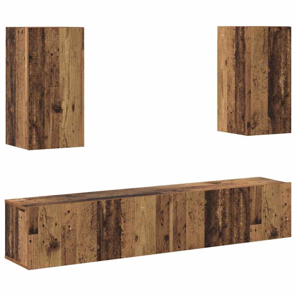 vidaXL Set comodă TV 4 pcs Lemn vechi 160 x 30 x 30 cm Lemn compozit