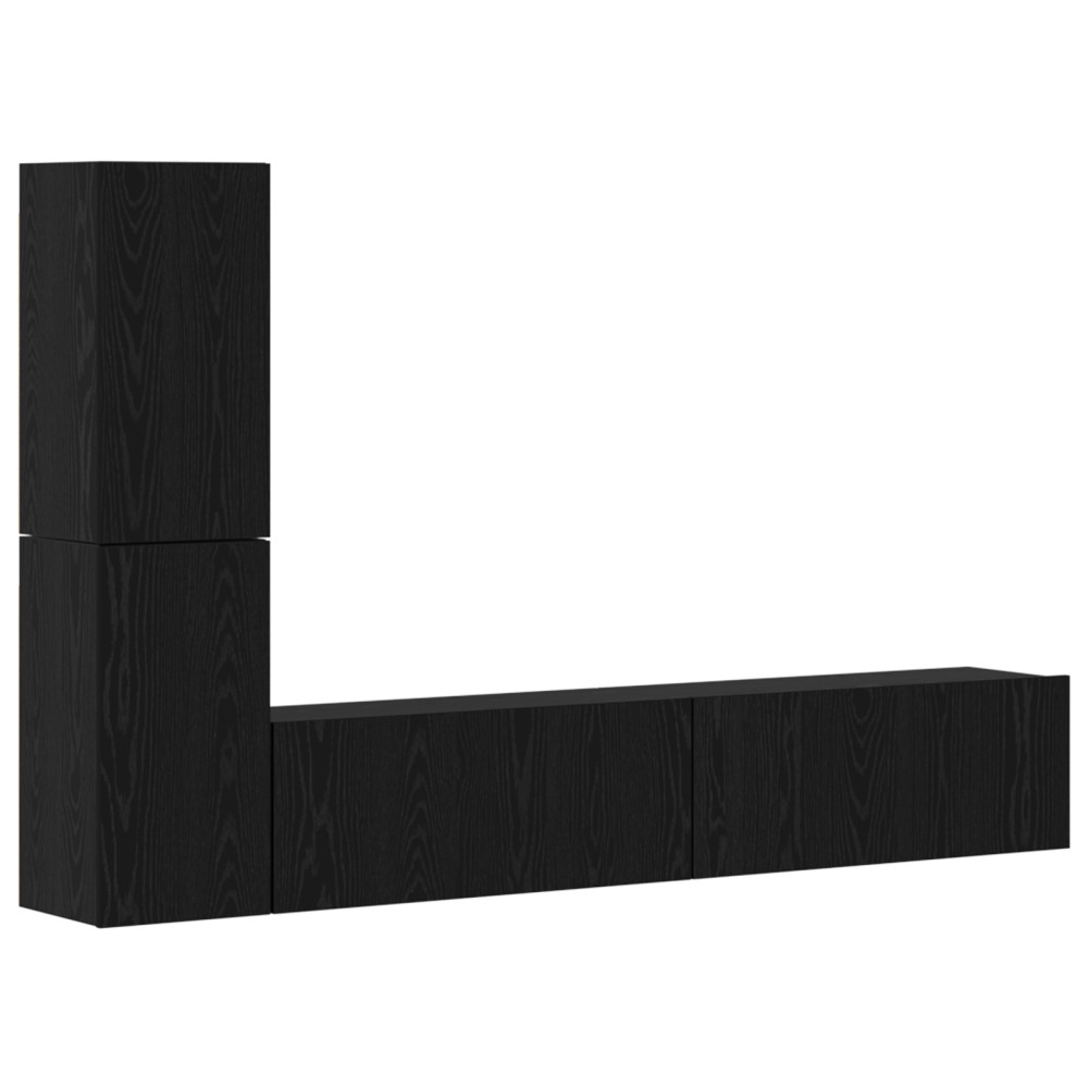 vidaXL Dulap pentru TV pe Perete 4 pcs Stejar negru Lemn compozit