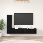 vidaXL Dulap pentru TV pe Perete 4 pcs Stejar negru Lemn compozit