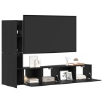 vidaXL Dulap pentru TV pe Perete 4 pcs Stejar negru Lemn compozit