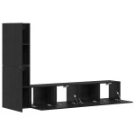 vidaXL Dulap pentru TV pe Perete 4 pcs Stejar negru Lemn compozit