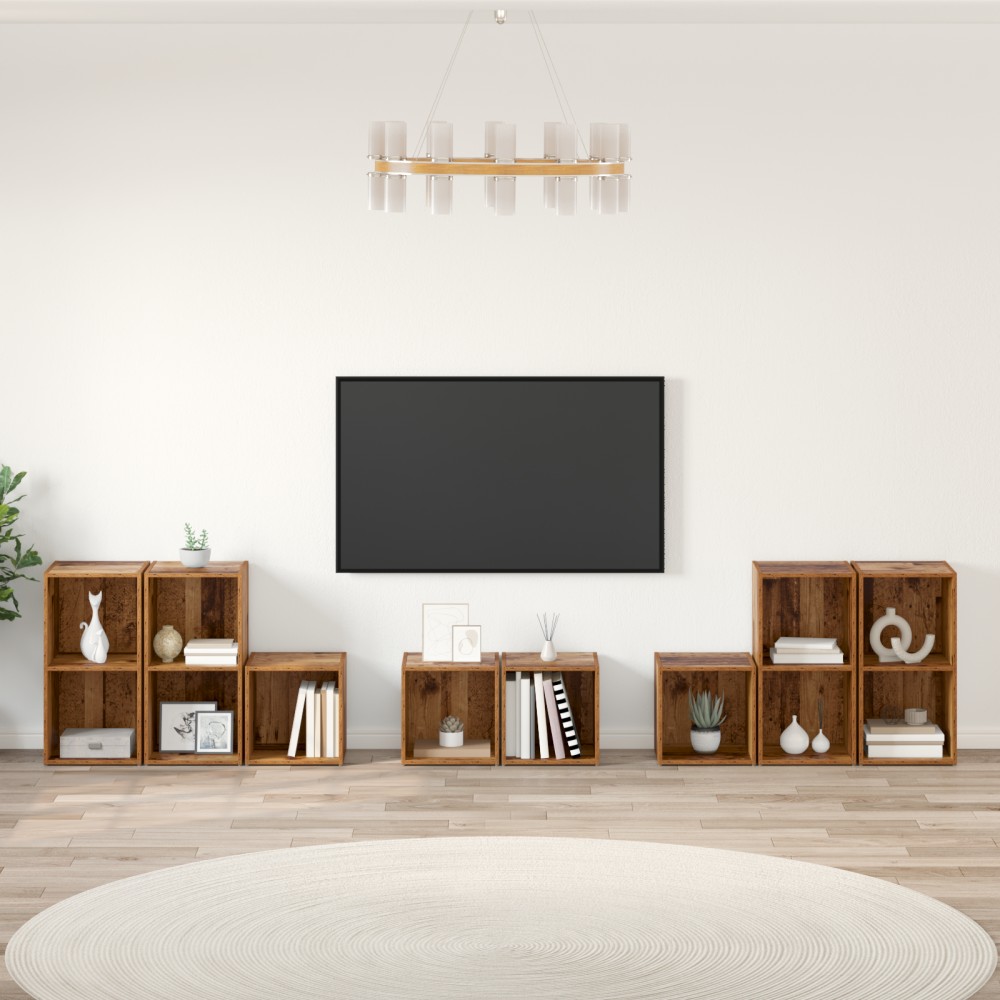 vidaXL Set dulap TV 8 pcs Lemn Vechi 37 x 35 x 72 cm Lemn compozit