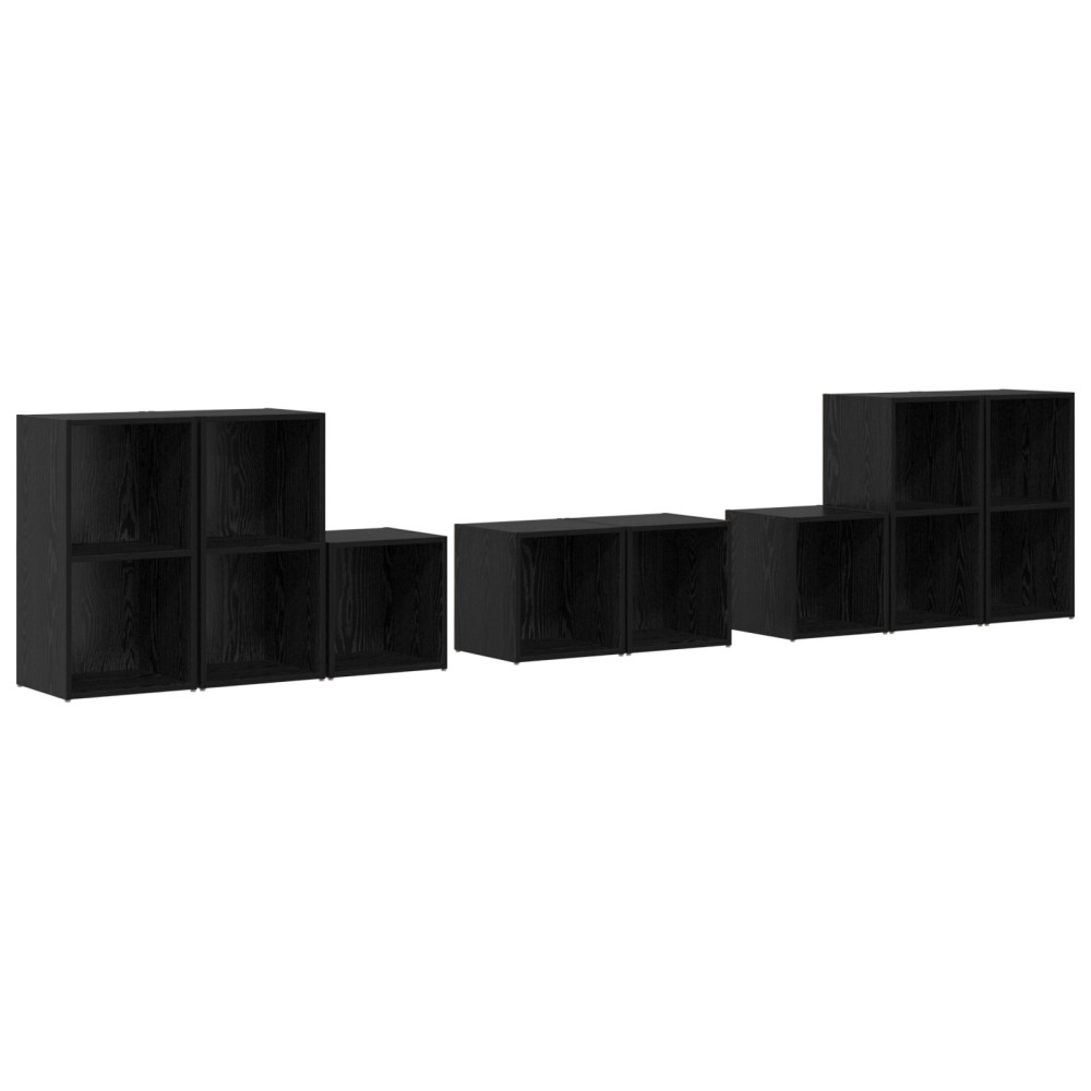 vidaXL Set dulap TV 8 pcs Stejar Negru 37 x 35 x 72 cm Lemn compozit