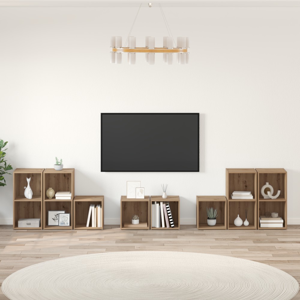 vidaXL Set dulap TV 8 pcs Stejar Artizanal 37 x 35 x 72 cm