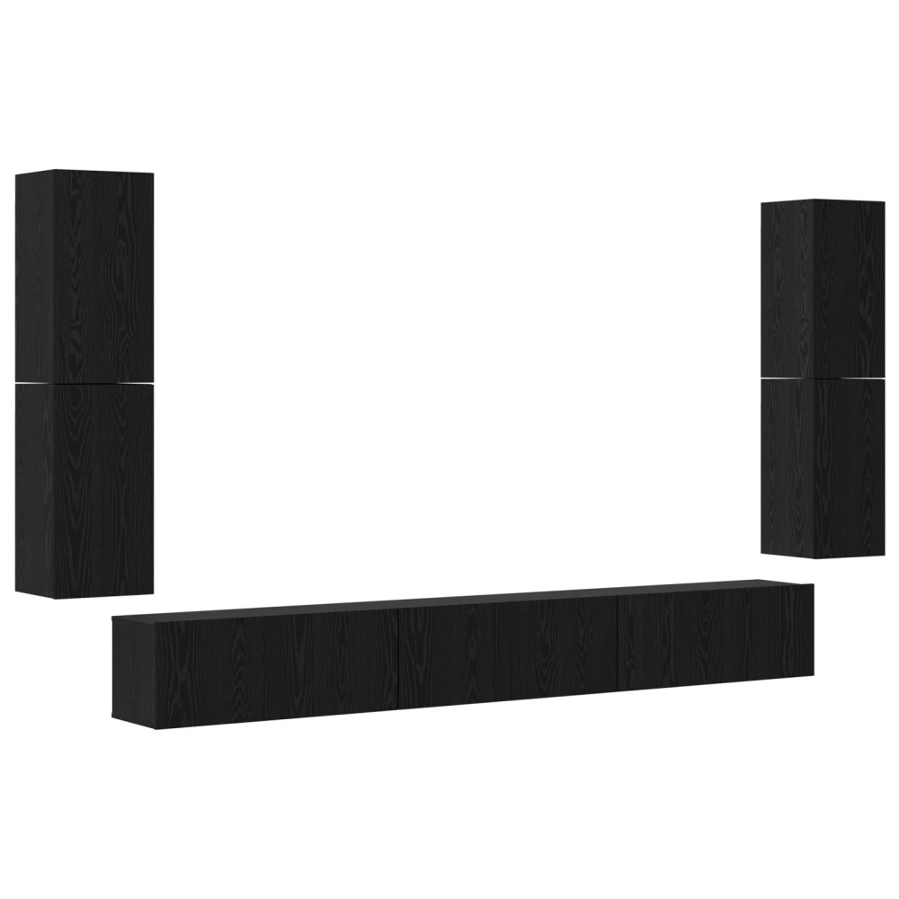 vidaXL Set comodă TV 5 pcs Stejar negru Lemn compozit
