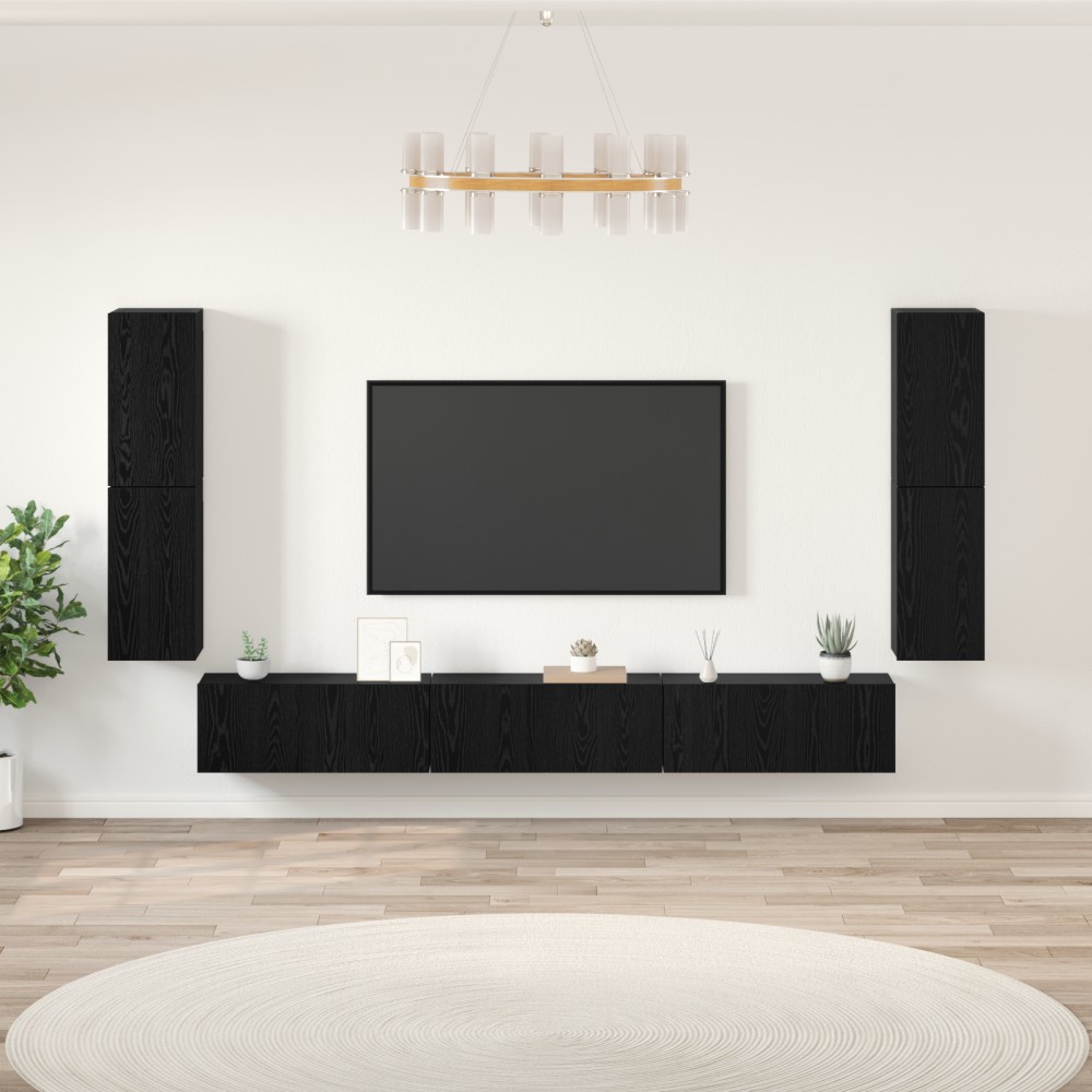 vidaXL Set comodă TV 5 pcs Stejar negru Lemn compozit