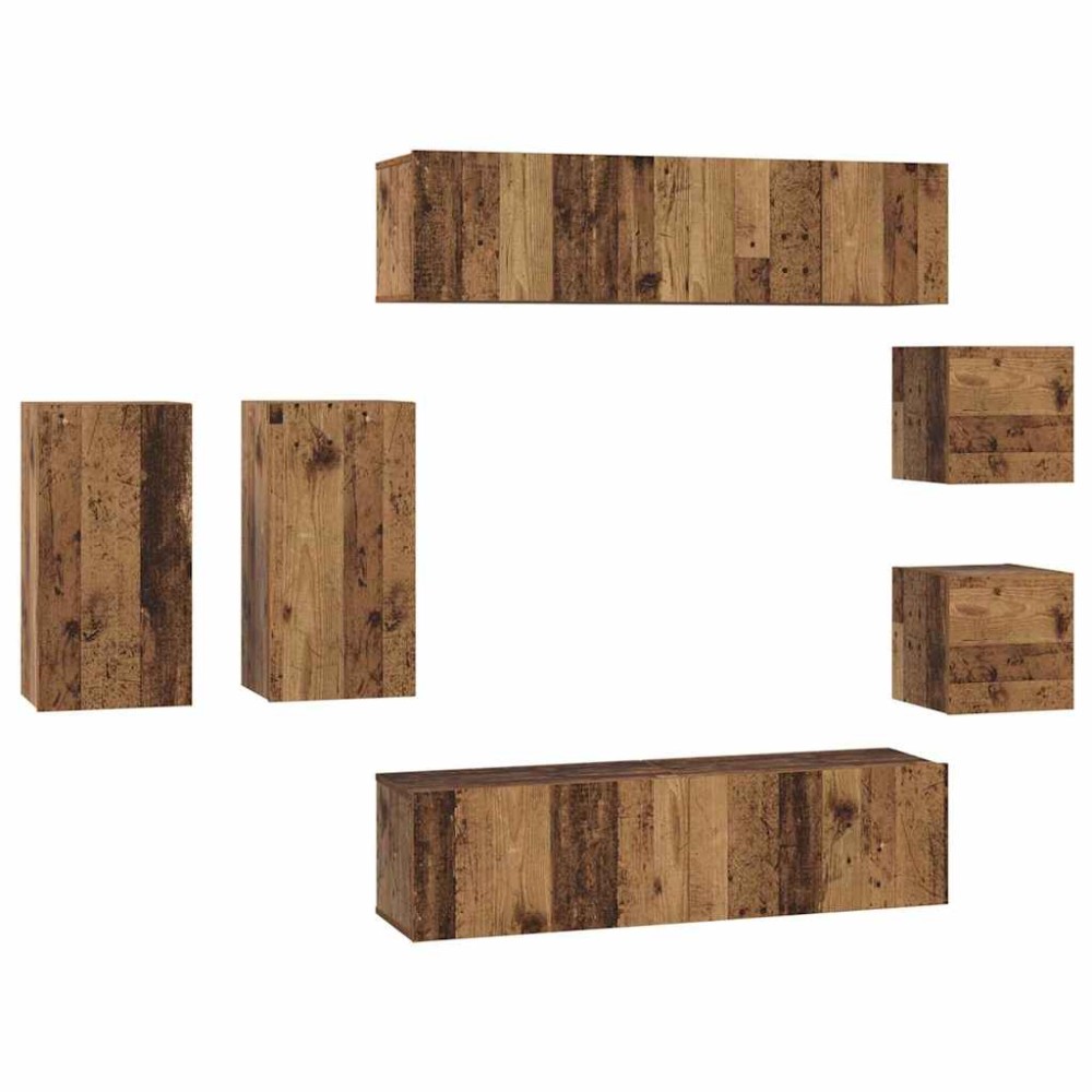 vidaXL Set comodă TV 8 pcs Lemn vechi 30.5 x 30 x 60 cm Lemn compozit