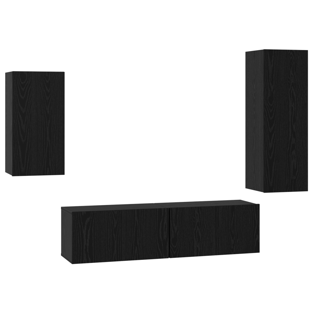 vidaXL Set comodă TV Pe perete 4 pcs Stejar negru 30.5 x 30 x 90 cm