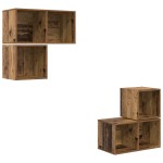 vidaXL Set comodă TV 4 pcs Lemn vechi 37 x 37 x 72 cm Lemn compozit vidaXL Set comodă TV 4 pcs Lemn vechi 37 x 37 x 72 cm Lemn compozit