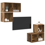 vidaXL Set comodă TV 4 pcs Lemn vechi 37 x 37 x 72 cm Lemn compozit vidaXL Set comodă TV 4 pcs Lemn vechi 37 x 37 x 72 cm Lemn compozit