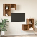 vidaXL Set comodă TV 4 pcs Lemn vechi 37 x 37 x 72 cm Lemn compozit vidaXL Set comodă TV 4 pcs Lemn vechi 37 x 37 x 72 cm Lemn compozit