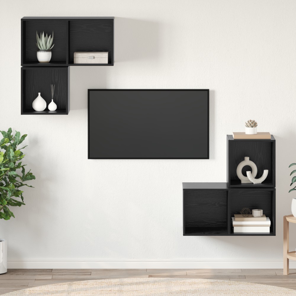 vidaXL Set comodă TV 4 pcs Stejar negru 37 x 37 x 72 cm Lemn compozit