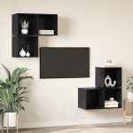 vidaXL Set comodă TV 4 pcs Stejar negru 37 x 37 x 72 cm Lemn compozit vidaXL Set comodă TV 4 pcs Stejar negru 37 x 37 x 72 cm Lemn compozit