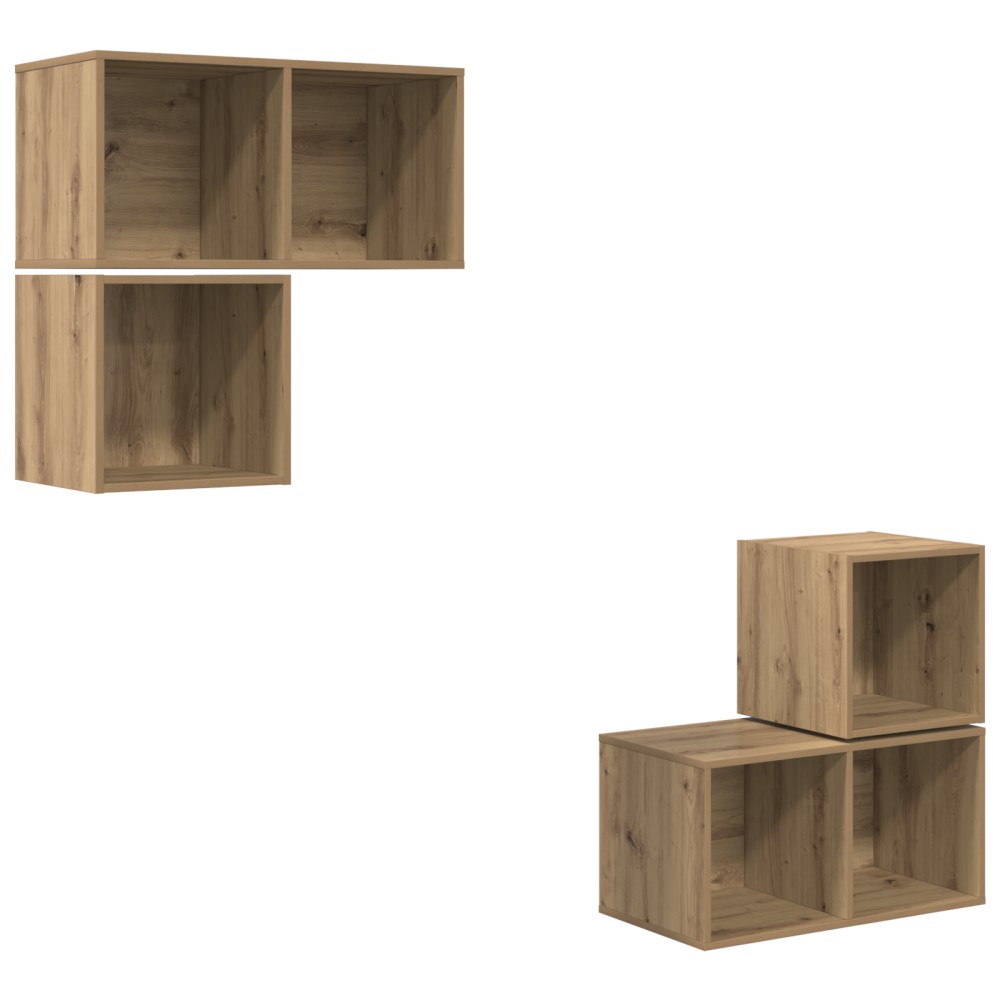 vidaXL Set comodă TV Pe perete 4 pcs stejar artizanal 37 x 37 x 72 cm