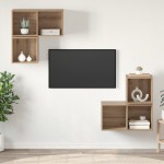 vidaXL Set comodă TV Pe perete 4 pcs stejar artizanal 37 x 37 x 72 cm vidaXL Set comodă TV Pe perete 4 pcs stejar artizanal 37 x 37 x 72 cm