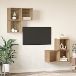 vidaXL Set comodă TV Pe perete 4 pcs stejar artizanal 37 x 37 x 72 cm vidaXL Set comodă TV Pe perete 4 pcs stejar artizanal 37 x 37 x 72 cm