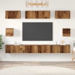 vidaXL Set dulap TV Pe perete 8 pcs Lemn vechi Lemn compozit vidaXL Set dulap TV Pe perete 8 pcs Lemn vechi Lemn compozit