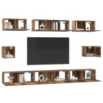 vidaXL Set dulap TV Pe perete 8 pcs Lemn vechi Lemn compozit vidaXL Set dulap TV Pe perete 8 pcs Lemn vechi Lemn compozit