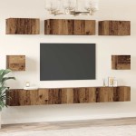 vidaXL Set dulap TV Pe perete 8 pcs Lemn vechi Lemn compozit vidaXL Set dulap TV Pe perete 8 pcs Lemn vechi Lemn compozit
