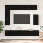 vidaXL Set comodă TV Pe perete 8 pcs Stejar Negru Lemn compozit