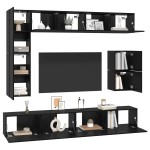 vidaXL Set comodă TV Pe perete 8 pcs Stejar Negru Lemn compozit