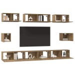 vidaXL Set dulap TV Pe perete 8 pcs stejar artizanal Lemn compozit vidaXL Set dulap TV Pe perete 8 pcs stejar artizanal Lemn compozit