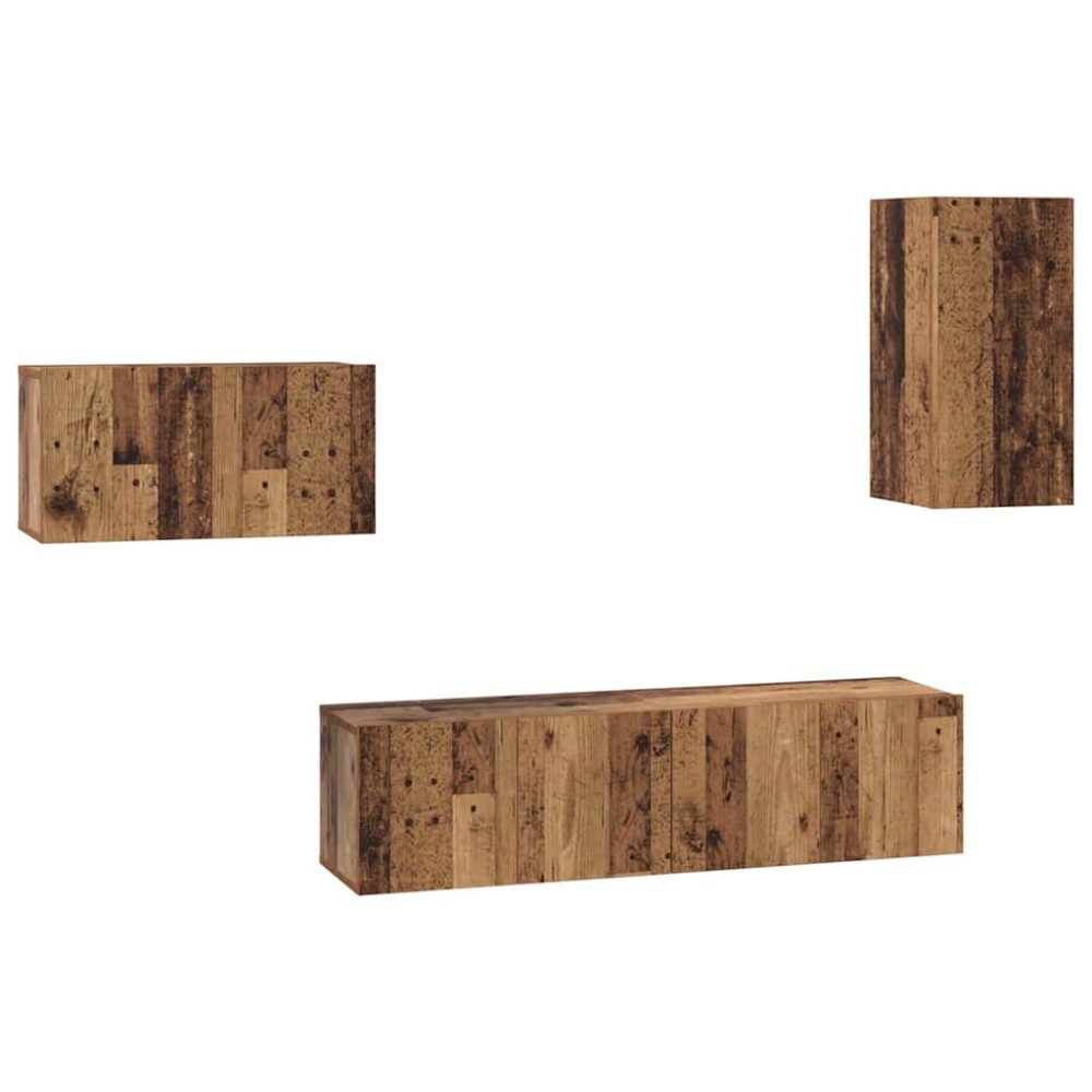 vidaXL Set comodă TV 4 pcs Lemn vechi 30.5 x 30 x 60 cm Lemn compozit