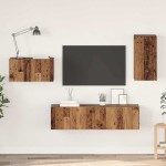vidaXL Set comodă TV 4 pcs Lemn vechi 30.5 x 30 x 60 cm Lemn compozit vidaXL Set comodă TV 4 pcs Lemn vechi 30.5 x 30 x 60 cm Lemn compozit
