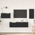 vidaXL Set comodă TV Pe perete 4 pcs Stejar negru 30.5 x 30 x 60 cm vidaXL Set comodă TV Pe perete 4 pcs Stejar negru 30.5 x 30 x 60 cm