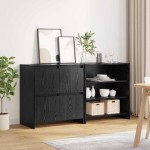 vidaXL Bufet cu raft cu ușă 2 pcs Stejar negru 70 x 41 x 75 cm Lemn compozit vidaXL Bufet cu raft cu ușă 2 pcs Stejar negru 70 x 41 x 75 cm Lemn compozit