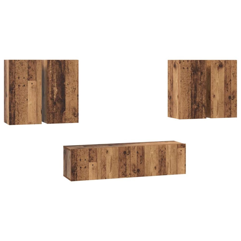 vidaXL Set comodă TV 6 pcs Lemn vechi 60 x 30 x 30 cm Lemn compozit