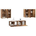 vidaXL Set comodă TV 6 pcs Lemn vechi 60 x 30 x 30 cm Lemn compozit vidaXL Set comodă TV 6 pcs Lemn vechi 60 x 30 x 30 cm Lemn compozit