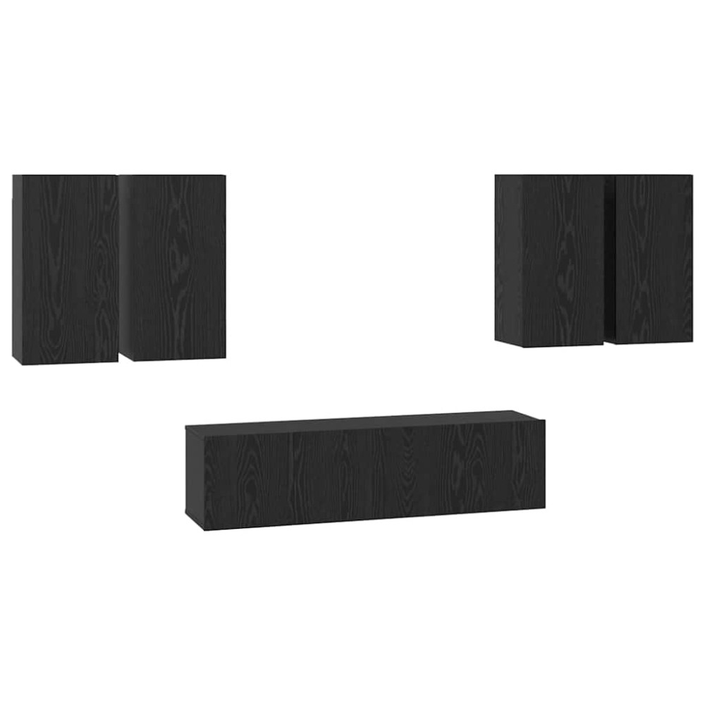 vidaXL Set comodă TV 6 pcs Stejar negru 60 x 30 x 30 cm Lemn compozit