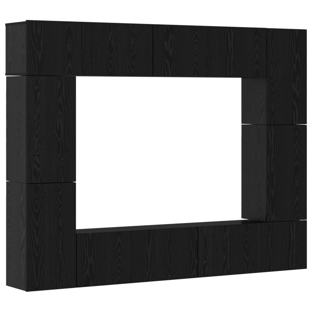 vidaXL Set comodă TV 8 pcs Stejar negru 80 x 30 x 30 cm Lemn compozit