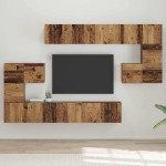 vidaXL Set comodă TV 10 pcs Lemn vechi 60 x 30 x 30 cm Lemn compozit vidaXL Set comodă TV 10 pcs Lemn vechi 60 x 30 x 30 cm Lemn compozit
