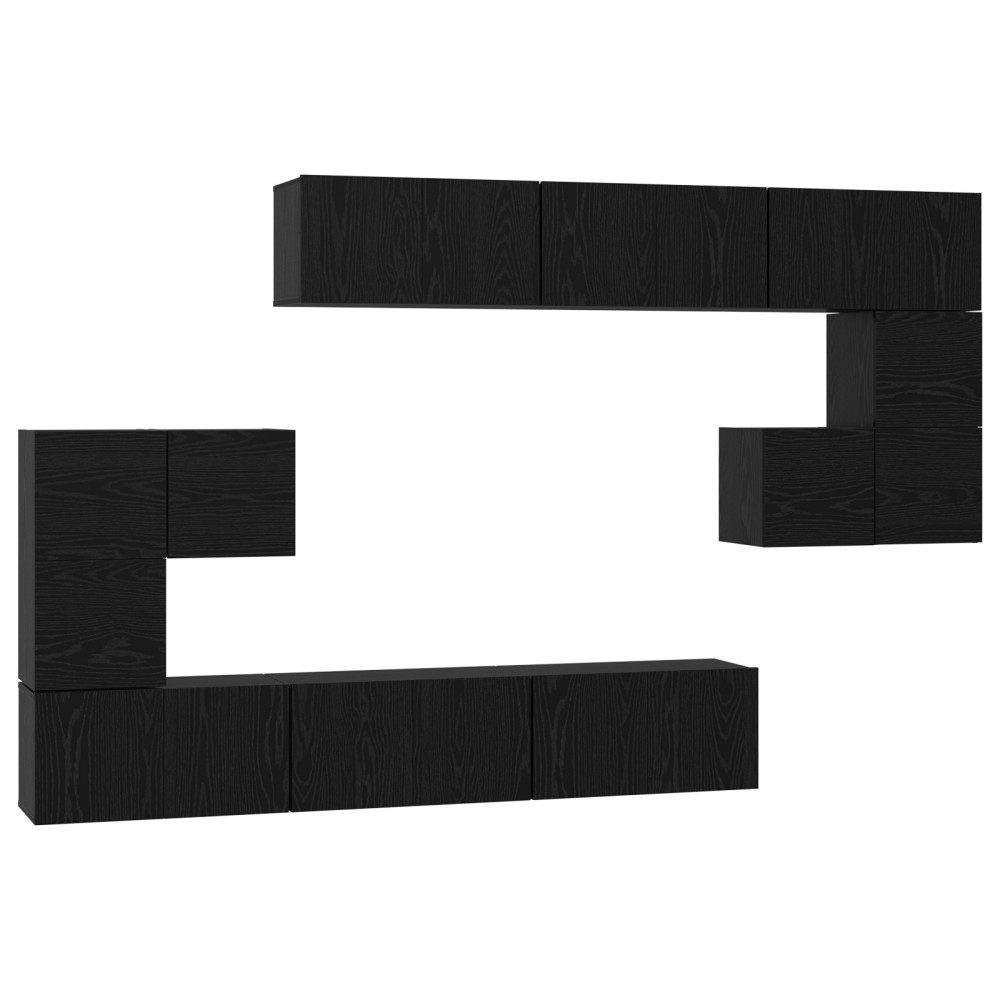 vidaXL Set comodă TV 10 pcs Stejar negru 60 x 30 x 30 cm Lemn compozit