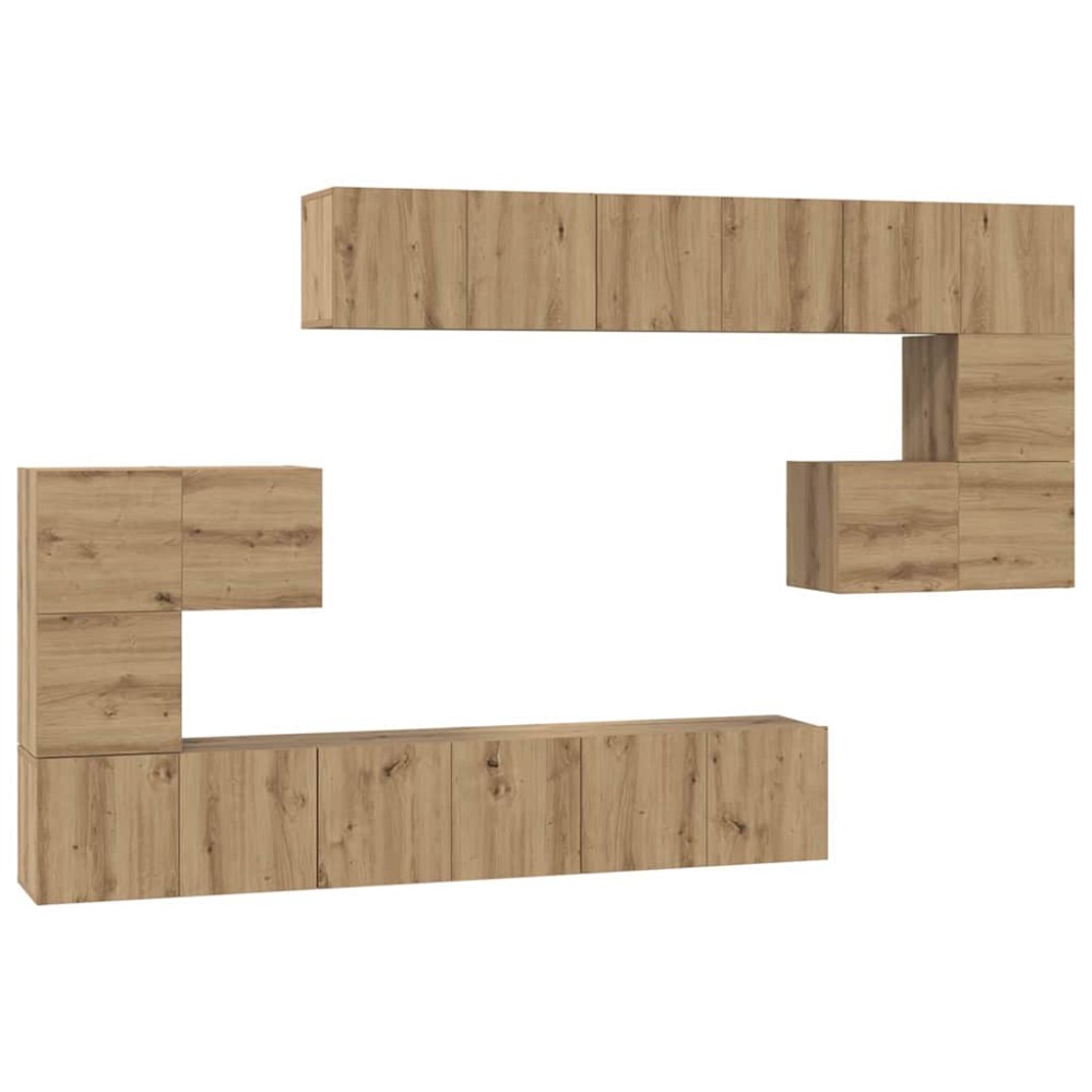 vidaXL Set comodă TV Pe perete 10 pcs stejar artizanal 60 x 30 x 30 cm