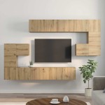 vidaXL Set comodă TV Pe perete 10 pcs stejar artizanal 60 x 30 x 30 cm