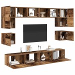 vidaXL Set comodă TV 8 pcs Lemn vechi 100 x 30 x 30 cm Lemn compozit vidaXL Set comodă TV 8 pcs Lemn vechi 100 x 30 x 30 cm Lemn compozit