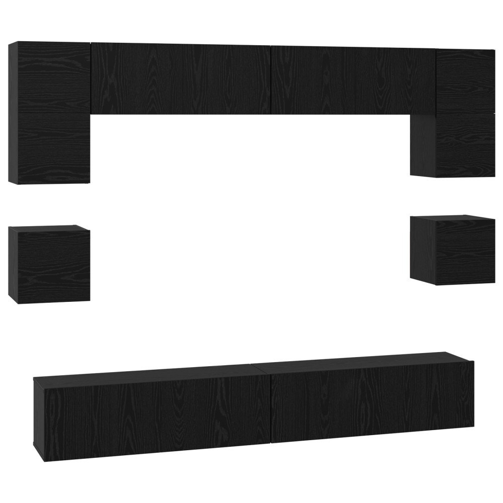 vidaXL Set comodă TV 8 pcs Stejar negru 100 x 30 x 30 cm Lemn compozit