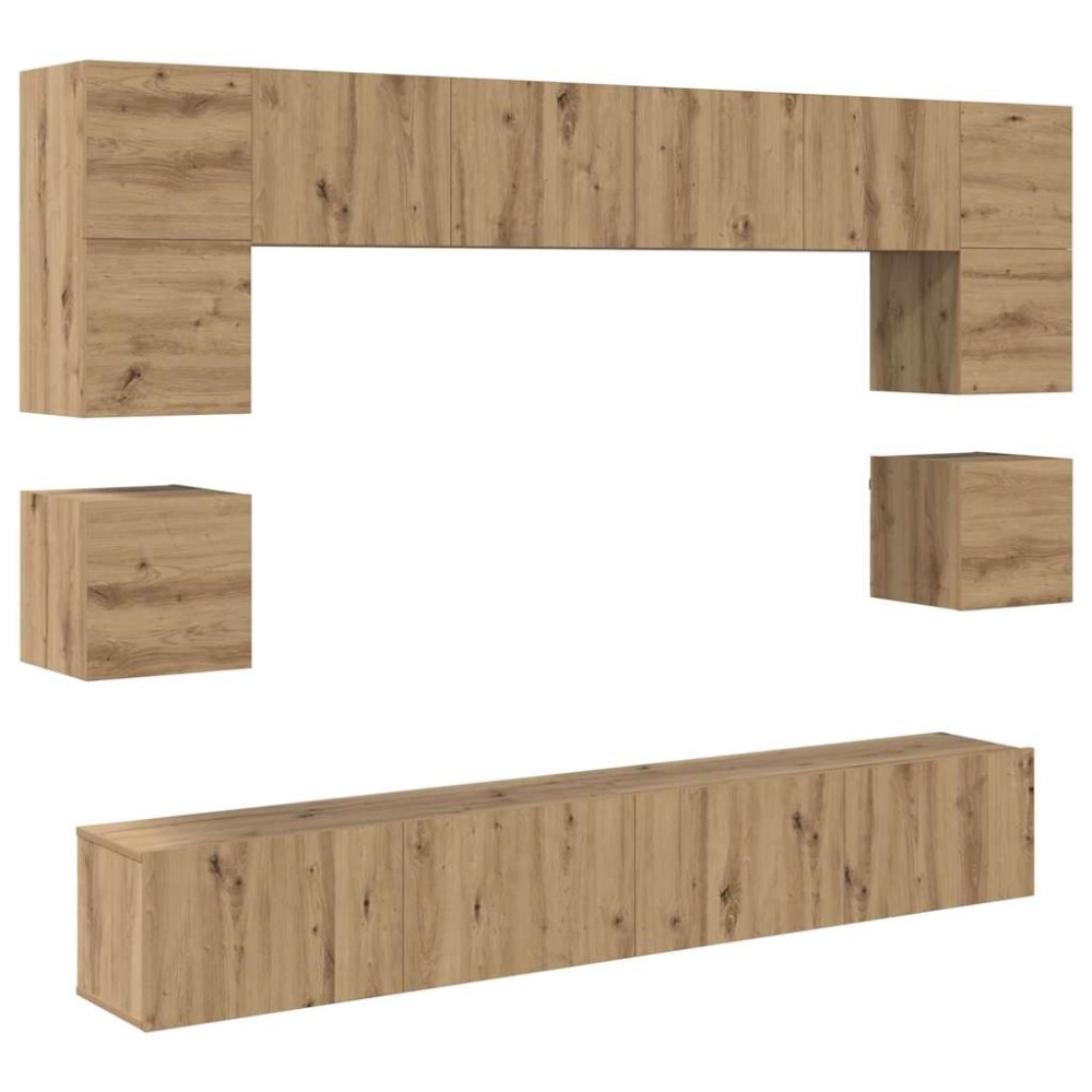 vidaXL Set comodă TV Pe perete 8 pcs stejar artizanal 100 x 30 x 30 cm